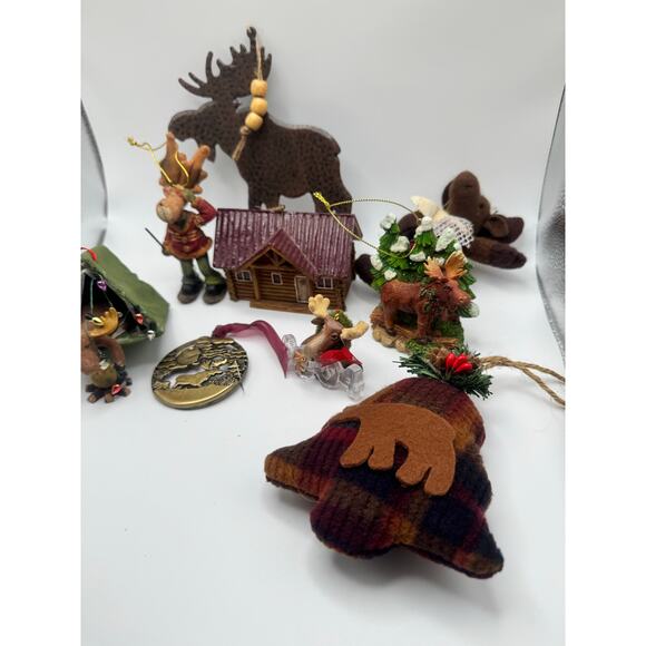 Moose Theme Christmas Ornament Lot ~ 9 Ornaments in Lot - Picture 4 of 4
